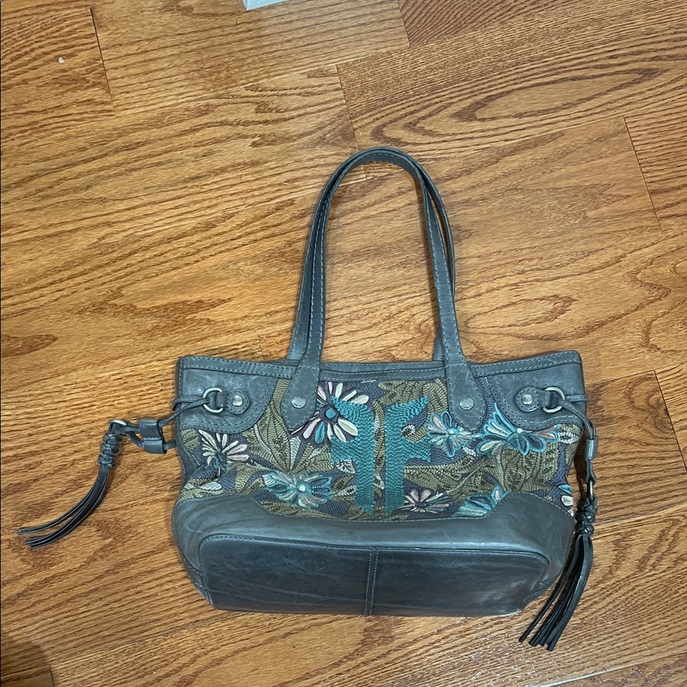 Frye Melissa Floral Embroidery Carryall Tote Bag